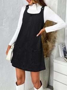 2025 verano Formal suelto multibolsillos correa de hombro Jeans monos de mezclilla para mujeres mono de calle lavable - Product Image 5