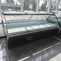 Réfrigérateur de vitrine pour la viande et le poisson, porte en verre incurvée, pour boucherie