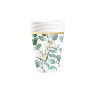 ชุดจานชาม DAMAISage ลายใบไม้สีเขียวทอง สำหรับงานวันเกิด จานกระดาษลายใบยูคาลิปตัสสีเขียวทอง ผ้าเช็ดปากสำหรับงานปาร์ตี้ - Product Image 6