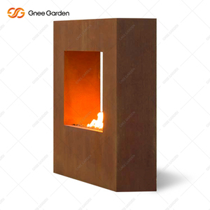Grand foyer au gaz en acier corten 3D carré, brûleur au propane autoportant pour la décoration de jardin, portable, 45000-49999 BTU - Product Image 3