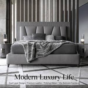 Cabecera de Cama Doble de Diseño Italiano Moderno y Lujoso, con Textura Geométrica, para Villa u Hotel, Muebles de Cama King Size - Product Image 1