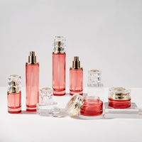 Ensemble de flacons et pots en verre givré et transparent de luxe personnalisés, 30/50/100/120 ml, avec pompe, livraison immédiate, logo imprimable pour les cosmétiques