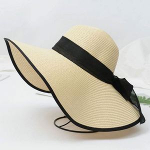 Chapeau de paille pliable papillon, chapeau de soleil tressé pour femme, idéal pour l'été en bord de mer, vente en gros - Product Image 4