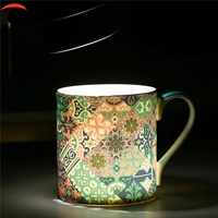 Ensemble tasse à café et soucoupe en porcelaine fine de style marocain, 400 ml, durable, idéal pour le thé de l'après-midi, avec logo personnalisé pour les fêtes