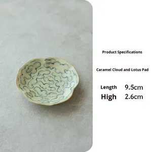 แผ่นรองแก้วเซรามิกเพ้นท์ลายเมฆด้วย<span class=keywords><strong>มือ</strong></span> สีฟ้าขาวแดงทนความร้อน สำหรับใช้ในบ้าน ชง<span class=keywords><strong>ชา</strong></span> - Product Image 6