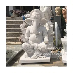 Moderne Outdoor-Stein Hindu Gott Religion Ganesha Statue Weißer Marmor Lord Ganesh Statue Skulptur Zum Verkauf