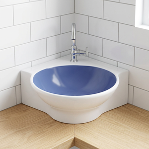 Lavabo d'angle mural en céramique de style européen blanc pour salle de bain à prix avantageux - Product Image 5