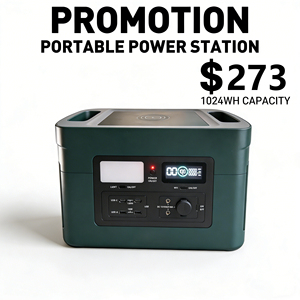 1200W 1024Wh Portable Solar Generator <b>Rechargeable</b> Power Station with LED Emergency Light Qi Wireless Charger for Outdoor RV - Product Image 1