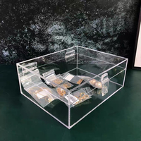 Kunden spezifische Großhandel Acryl transparente Box mit Schloss Aufbewahrung sbox Plexiglas Clam shell Box Koffer