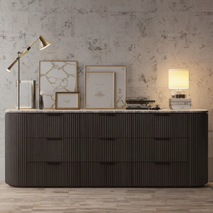 Nouvelle arrivée Ensembles de meubles de chambre à coucher de style américain <span class=keywords><strong>Commode</strong></span> à 9 tiroirs en bois de chêne <span class=keywords><strong>noir</strong></span> Commodes avec dessus en marbre - Product Image 4