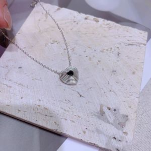 S925 Silver <b>Heart</b> Pendant Necklace With <b>Black</b> Onyx Bezel Setting For Gift Fashion Jewelry - Product Image 4