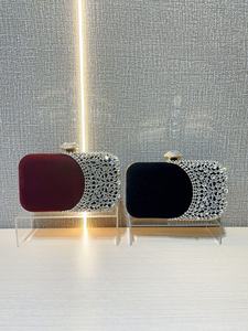 Grande pochette pour femme en velours, sac de soirée, sac à bandoulière, sac à chaîne détachable, sac de fête élégant, sac à main en strass - Product Image 2