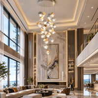 Lustre en verre cristal moderne en forme de cube pour projet hôtelier, luminaire suspendu vertical sur mesure pour hall d'entrée, escalier et plafond haut