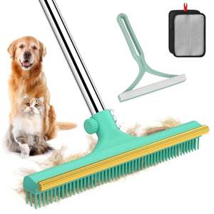 Роскошная ковровая метла с длинной ручкой, многоразовая Резина <span class=keywords><strong>3</strong></span>-в-<span class=keywords><strong>1</strong></span> для удаления шерсти домашних животных, резиновый материал для использования в ванной комнате - Product Image 1