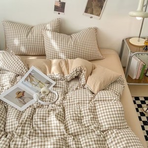 Ensemble <span class=keywords><strong>de</strong></span> <span class=keywords><strong>housse</strong></span> <span class=keywords><strong>de</strong></span> <span class=keywords><strong>couette</strong></span> moderne à carreaux Collection <span class=keywords><strong>de</strong></span> linge <span class=keywords><strong>de</strong></span> lit en coton <span class=keywords><strong>lavé</strong></span> ultra doux pour enfants/adultes prêt à envoyer des techniques <span class=keywords><strong>de</strong></span> fermeture éclair - Product Image 4