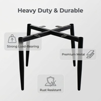 Piétement de chaise en métal noir mat robuste de style français pour revêtement de chaise