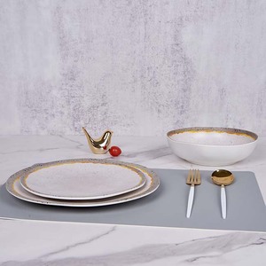 Set di stoviglie in melamina bianca all'ingrosso di forma rotonda laterale lucida di lusso per la <span class=keywords><strong>cena</strong></span> - Product Image 2