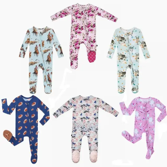 Custom Organic Bamboo Clothing Zip Baby Rompers Wholesale Baby Boy's and Girls' Summer Baby Rompers
