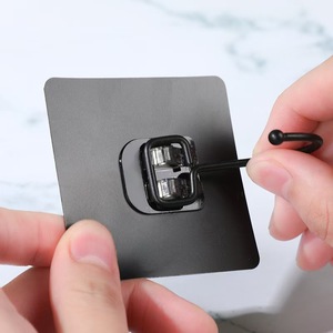 Acrylic Strong Adhesive Wall <b>Hook</b> Square <b>Black</b> 7x7 Cm Punch Free Wall Mounted For Kitchen Bathroom Storage Organizer - Product Image 1