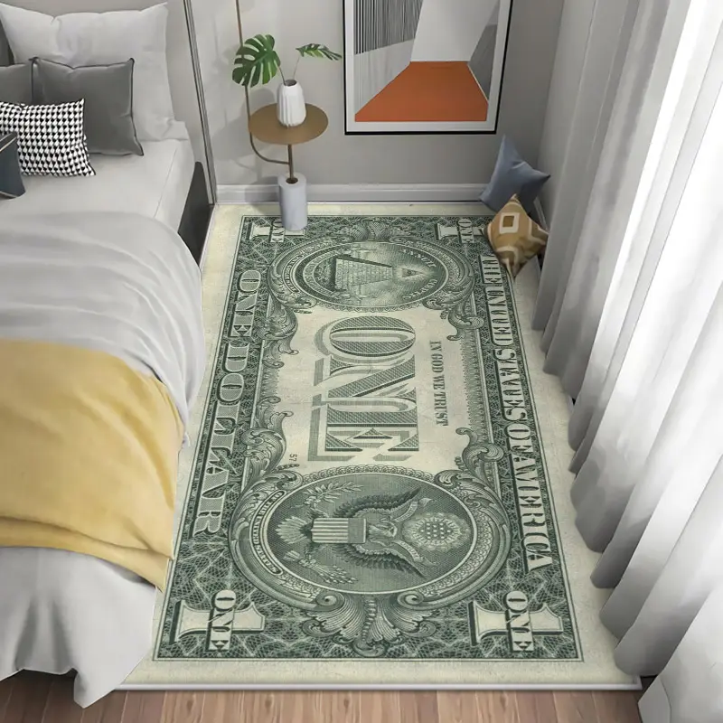 USD Tapis Monnaie personnalisée Grande surface Tapis de salon Tapis antidérapant Monnaie USD Benjamin Franklin