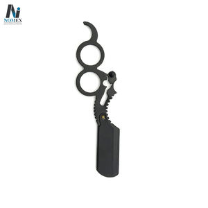 Rasoir noir mat pour hommes avec anneau pour tenir le rasoir de rasage durable en acier inoxydable pour hommes avec logo personnalisé - Product Image 5