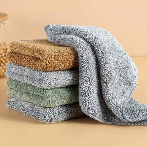 Bamboo Fiber Dish Towel Double Layer Thickened Absorbent Oil Resistant Stain Remover Solid Color Kitchen Cleaning Cloth for Pots - Product Image 1