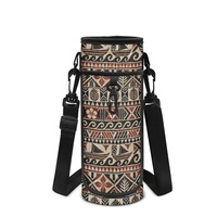 Sac de transport pour bouteille d'eau personnalisé avec motif géométrique Masi Tapa Island et bandoulière réglable