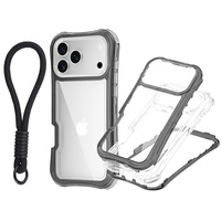 Coque de téléphone DYL 360 Protection intégrale transparente TPU+PC 3-en-1 antichoc style urbain pour iPhone 17/17 Air/Plus/Pro Max avec dragonne