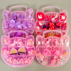 Bán Sỉ Nhiều Kẹp Một Bộ Phụ Kiện Buộc Tóc Phụ Kiện Trẻ Em Hộp Quà Tặng Hoạt Hình Bộ Kẹp Tóc Nơ Tròn Cài Tóc - Product Image 1