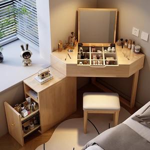 Tocador triangular de esquina de madera maciza, armario de almacenamiento pequeño moderno iluminado, escritorio para apartamento moderno, dormitorio integrado - Product Image 3