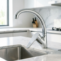 Robinet de cuisine en alliage de zinc au design moderne, à installation sur plan, avec cartouche céramique, idéal pour les cuisines d'hôtels et d'appartements