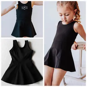 Wholesale Girls Flower Printed Children Athletic Wear Teenager Fitness Yoga Training Dance 2in1 Dress For Kids