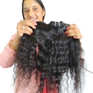 Venta al por mayor de extensiones de cabello humano con cutícula alineada de visón, proveedor virgen rizado, paquetes sin procesar, extensiones de cabello humano de templo indio natural ondulado - Product Image 6