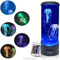 Lampe LED flottante de Table de bureau avec câble USB, couleur changeante, réservoir d'eau de méduse