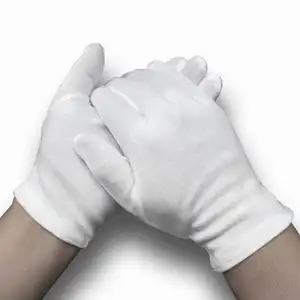 Белые хлопковые перчатки YULAN CT202 на весь палец для мужчин и женщин, перчатки для официантов, водителей, ювелирных работников, варежки, впитывающие пот