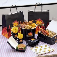 Sacs en papier kraft anti-graisse personnalisés pour poulet frit, ensemble d'emballage pour frites, jetables, pour la restauration rapide à emporter, vente en gros directe d'usine