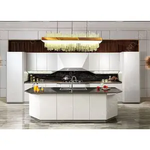 Moderne individualisierte luxuriöse Küchenschränke mit Insel-Küchenschrank Möbel Küchenschränke weißes Massivholz