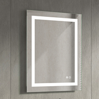 Miroir de salle de bain moderne rectangulaire éclairé 4 mm 5 mm IP44, miroir LED argenté mural pour hôtel et maison avec éclairage