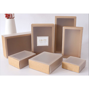 Boîte d'emballage en papier Kraft biodégradables Oem, boîte artisanale de haute qualité avec fenêtre, 10 pièces - Product Image 1