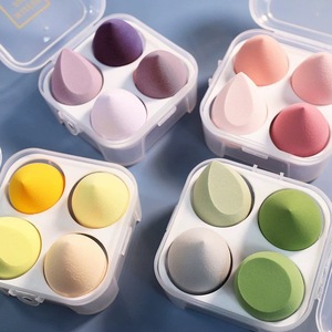 Vendita diretta in fabbrica in magazzino basso MOQ Vegan Beauty Makeup <span class=keywords><strong>spugna</strong></span> Blender Set per il trucco del viso con custodia in Pvc viola giallo - Product Image 2