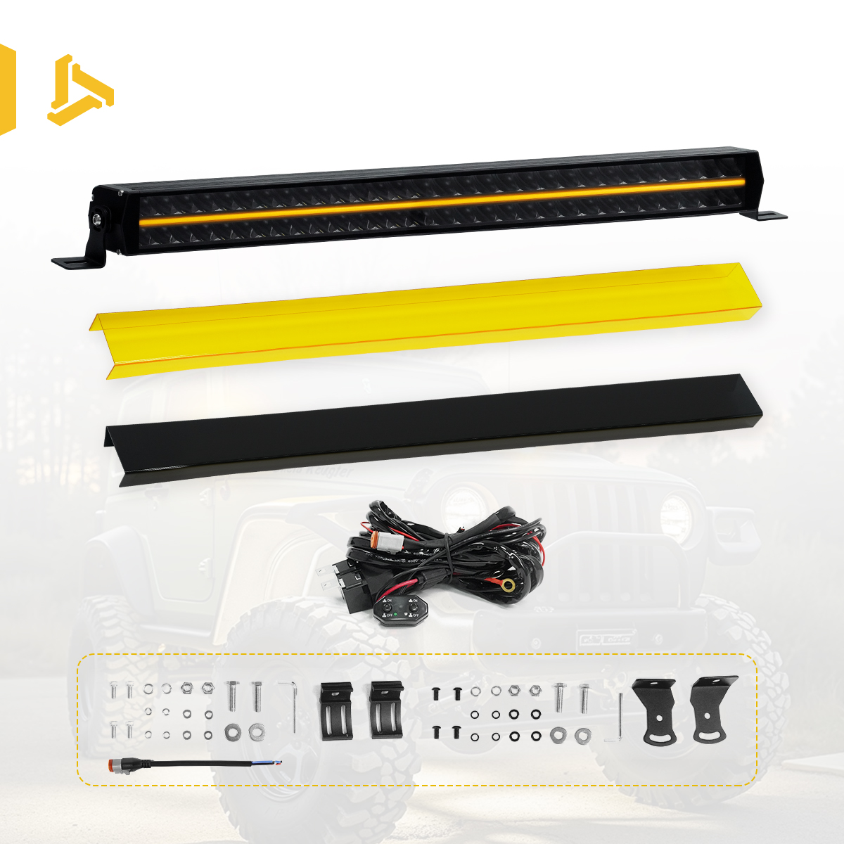 Kit de barre lumineuse (couvercle jaune + couvercle noir + faisceau de câbles)