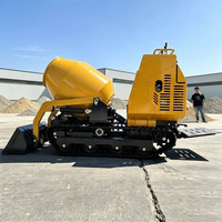 Mini bétonnière sur chenilles autopropulsée, moteur diesel, chenilles en caoutchouc, petite bétonnière, engin de construction