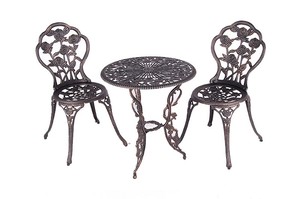 Juego de bistró de aluminio fundido de 3 piezas de bronce antiguo de gran calidad, muebles de patio elegantes para porche - Product Image 2