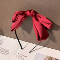Serre-têtes coréens pour femmes, doux, double couche, en tissu de mode, avec nœud supérieur en satin de soie et grand nœud papillon