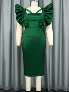 Ultime donne abiti donna manica corta donna abbigliamento Sexy colletto quadrato con bordi arruffati abiti - Product Image 5