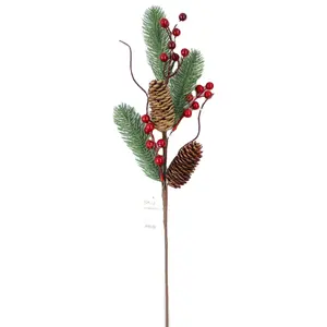Pip ผลไม้ berries ยาว pinecone branch คริสต์มาส floral picks ขายส่ง #84028