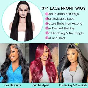 Capelli Umani 13x4 per Parrucche Lace Front, Capelli Vergini con Cuticole Allineate, Parrucca Full Lace Lunga, Densità 200%, Nero Naturale Realistico - Product Image 3