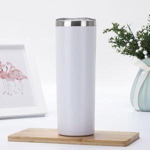 Logo personnalisé Gobelet maigre en acier inoxydable à double paroi enduit de poudre de 20oz avec paille - Product Image 6