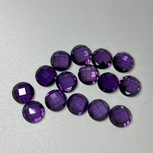 Checkerboard Cắt Vòng 7Mm Phẳng Trở Lại Cắt Cubic Zircon Màu Xanh Lá Cây Garnet Màu Hồng Vàng Cam Trắng Thạch Anh Tím <span class=keywords><strong>CZ</strong></span> Loose Đá Quý - Product Image 3