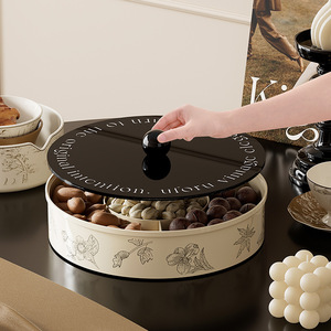 Plateau à fruits rond de style rétro avec couvercle, 4 à 7 compartiments, grande capacité de rangement pour la maison, le salon, les collations, les bonbons, les melons - Product Image 1